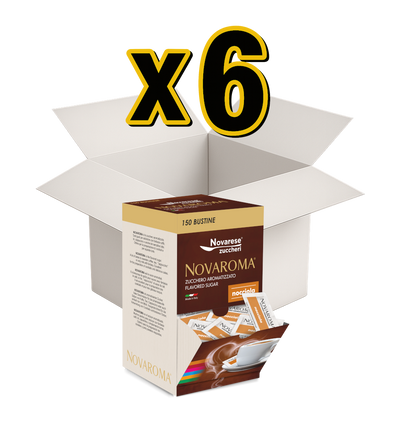 Novaroma | Zucchero aromatizzato al gusto Nocciola - Espositore da 150 bustine