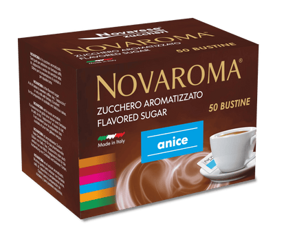 Novaroma | Zucchero aromatizzato al gusto Anice - Astuccio da 50 bustine
