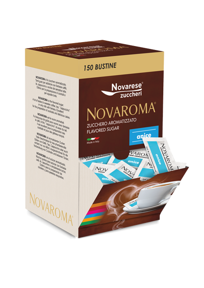 Novaroma | Zucchero aromatizzato al gusto Anice - Espositore da 150 bustine