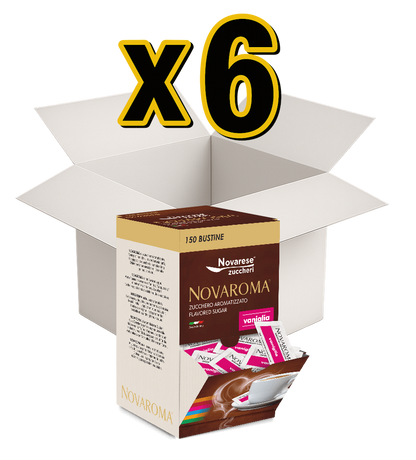 Novaroma | Zucchero aromatizzato al gusto Vaniglia - Espositore da 150 bustine