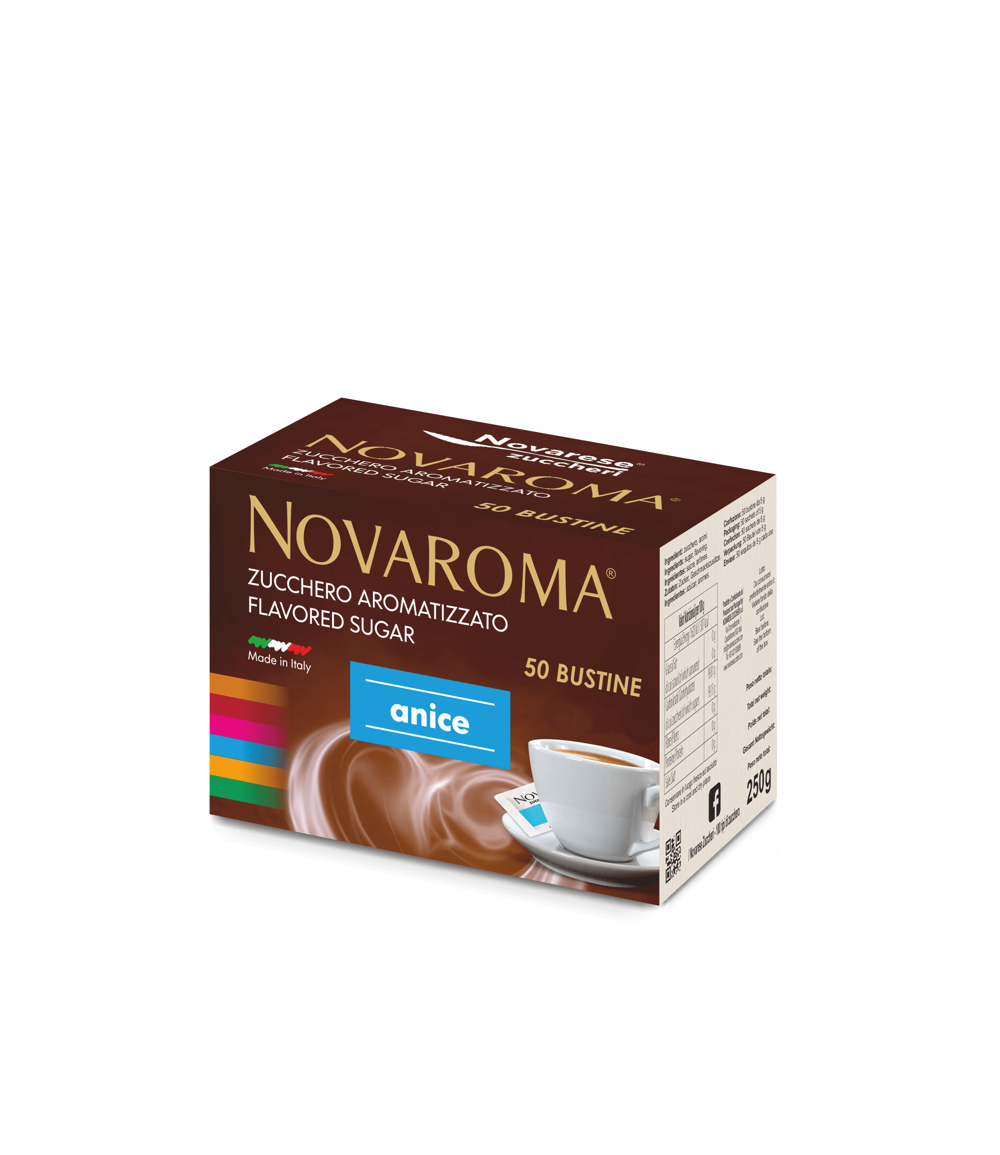 Novaroma | Zucchero aromatizzato al gusto Anice - Astuccio da 50 bustine