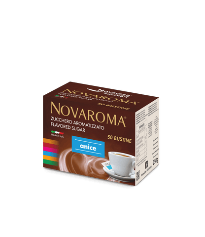 Novaroma | Zucchero aromatizzato al gusto Anice - Astuccio da 50 bustine