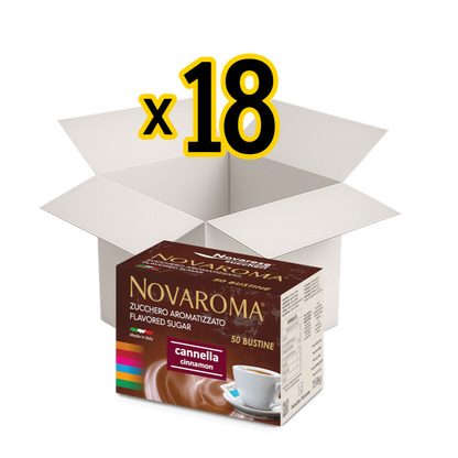 Novaroma | Zucchero aromatizzato al gusto Cannella - Astuccio da 50 bustine