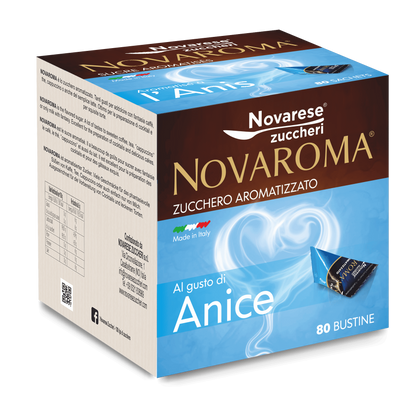 Novaroma | Zucchero aromatizzato all'Anice - Cubotto da 80 bustine
