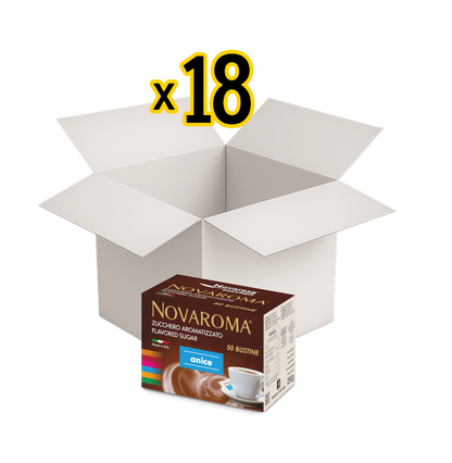 Novaroma | Zucchero aromatizzato al gusto Anice - Astuccio da 50 bustine