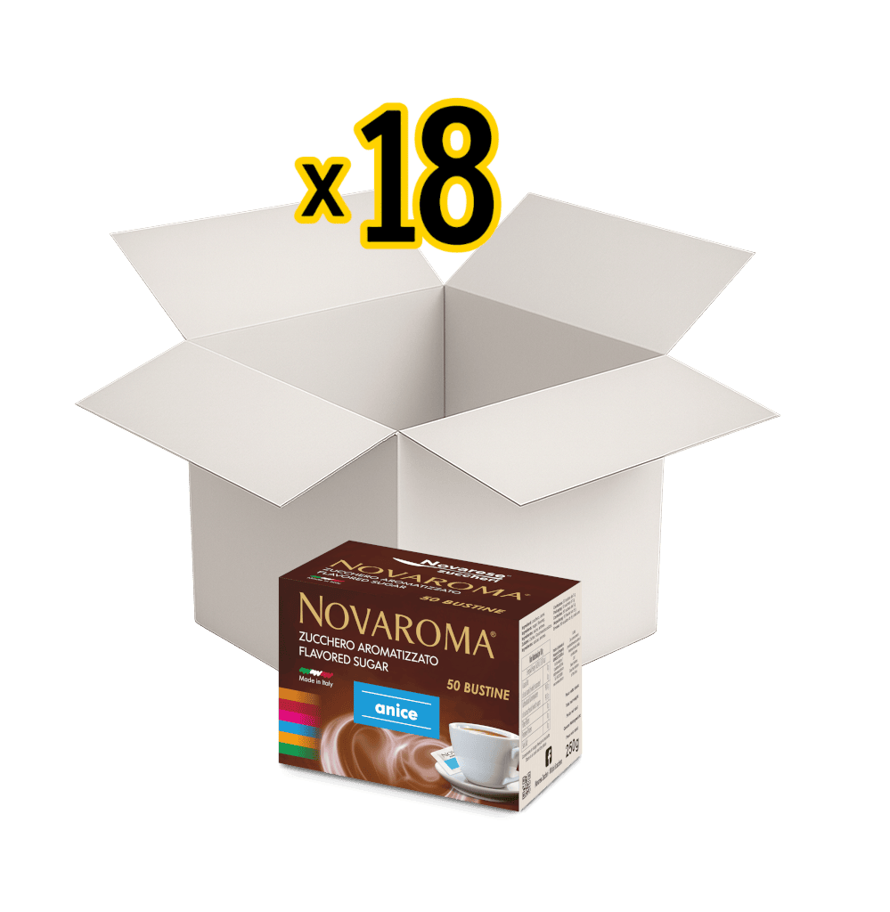 Novaroma | Zucchero aromatizzato al gusto Anice - Astuccio da 50 bustine